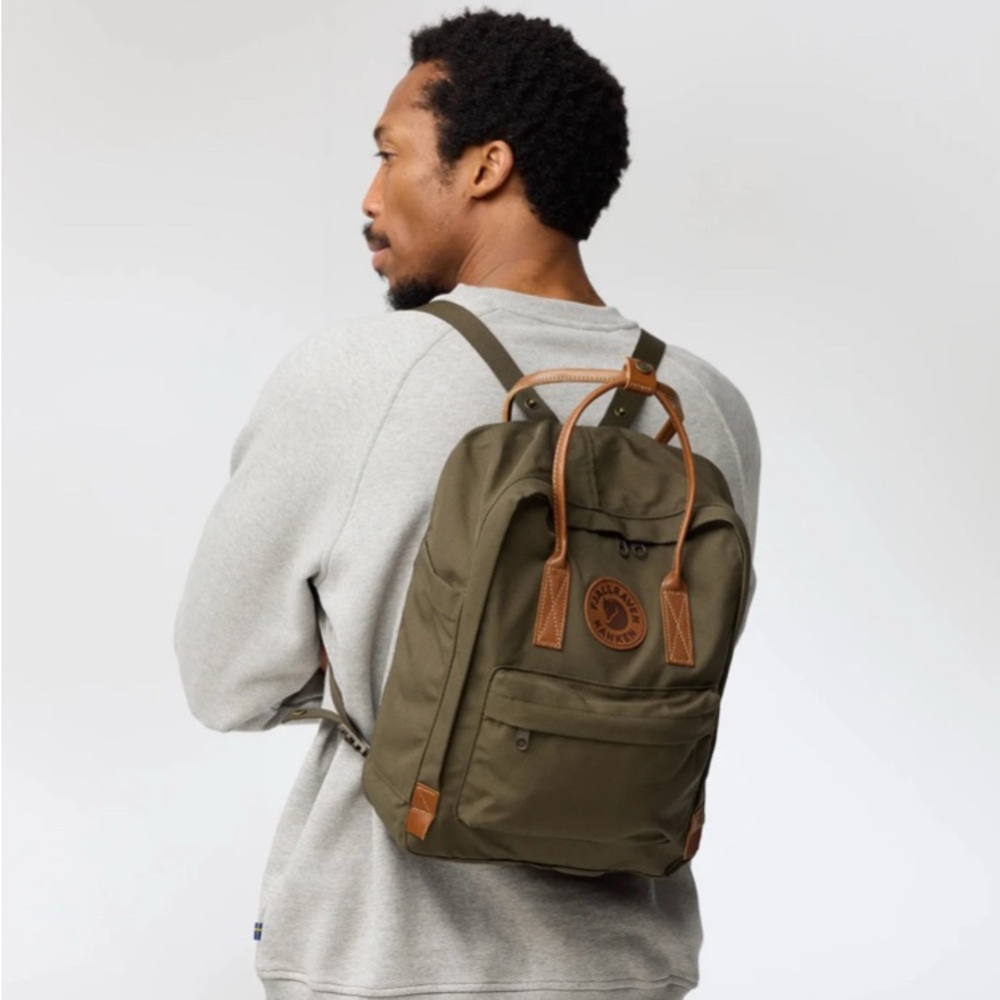 Kanken No. 2 - Olive - Fjällräven Kanken backpack (leather handles)